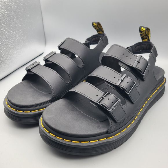 DR. MARTENS Mens Sandals SOLOMAN Black Leather Buckle Strap Comfort Sz US 13 New main image 8